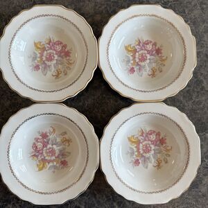 Set Of 4 W.S. George LIDO Berry‎ Dessert Bowl USA 298A Pink Yellow Gold
